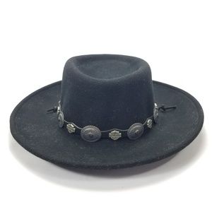 Harley Davidson Black Western Wool Hat Sz Small